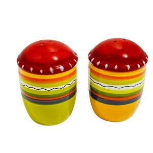 CIC Salt and Pepper Shakers OS Multicolor Excellent Striped Ceramic Set